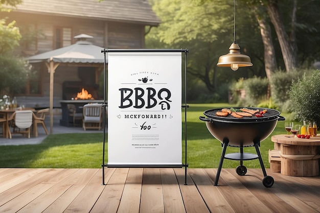 Summer BBQ Banner Mockup Zeigen Sie Ihre Designs mit leerem Weißraum