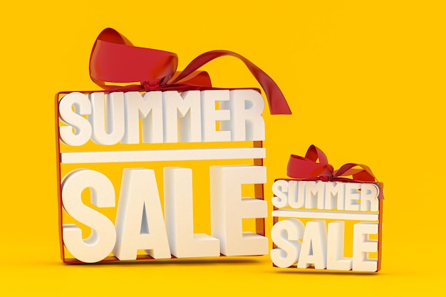 Summer Sale mit Schleife und Band 3D-Design Render-Hintergrund