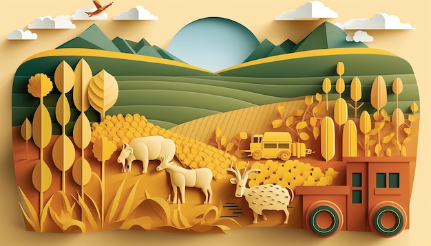 Summertime Harvest Illustration der Landwirtschaft Generative KI