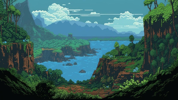 Sumpf der Na-Pali-Küste Eine 16-Bit-Kunstszene in Hawaii