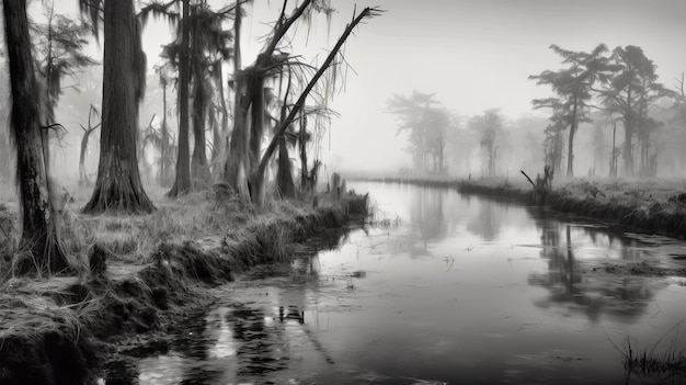 Sumpfküste Eine künstlerische Komposition in Schwarz-Weiß-Fotografie