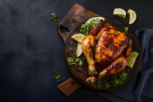 Sumptuosa barbacoa de pollo a la parrilla a la perfección con sabor ahumado