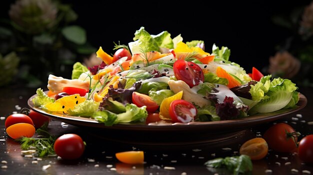 Foto sumptuosa salada com uma mistura de crocantes