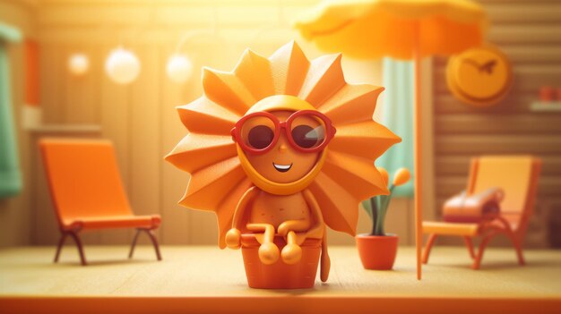 Foto sun 3d cartoon summer generative ai