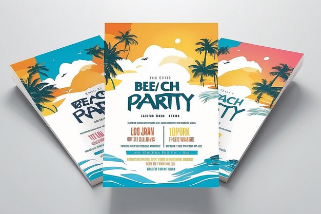 Sun and style summer beach party flyer mockup com espaço branco