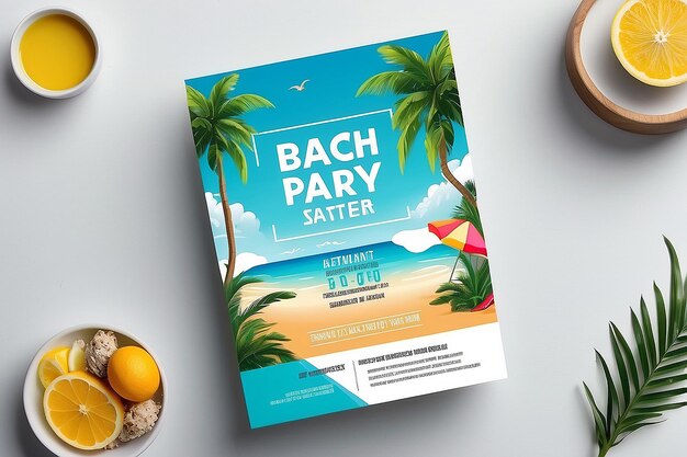 Foto sun and style summer beach party flyer mockup con espacio blanco