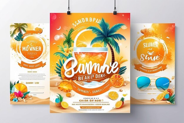 Foto sun and style summer beach party flyer mockup mit weißraum