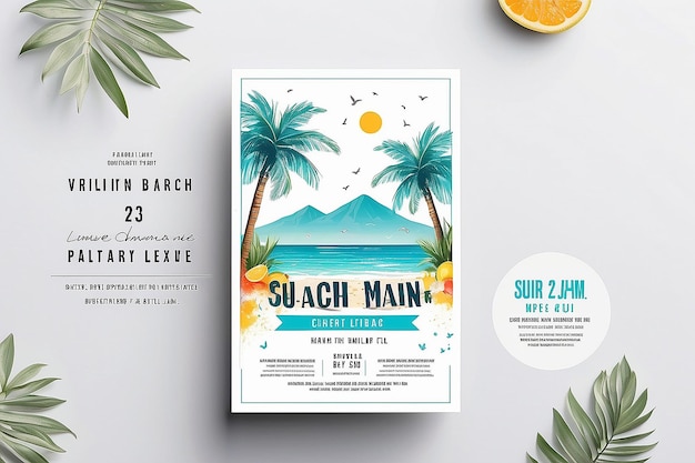 Foto sun and style summer beach party flyer mockup mit weißraum