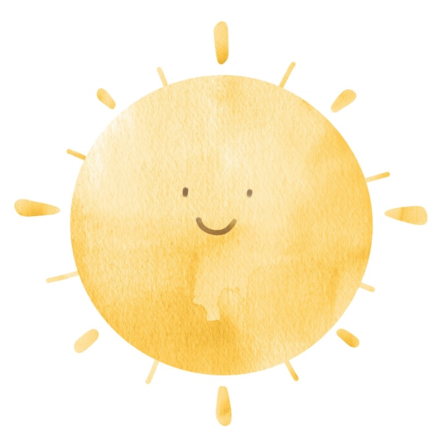 Sun png en elemento de diseño de acuarela