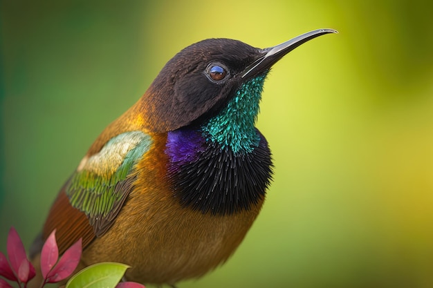 Sunbird garganta marrón Anthreptes malacensis macho adulto Bangkok Thailand