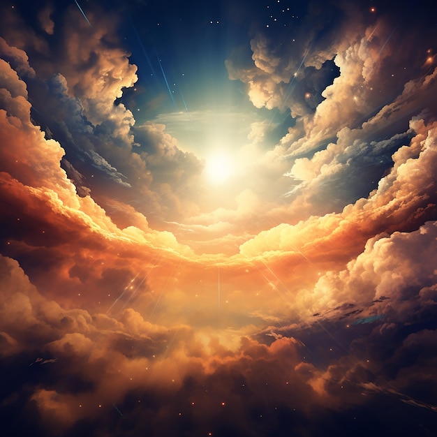 Foto sunburst sky serenity con un fondo vibrante