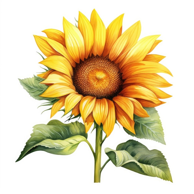 Sunflower Bliss Ilustração a aquarela em cores sobre um fundo branco