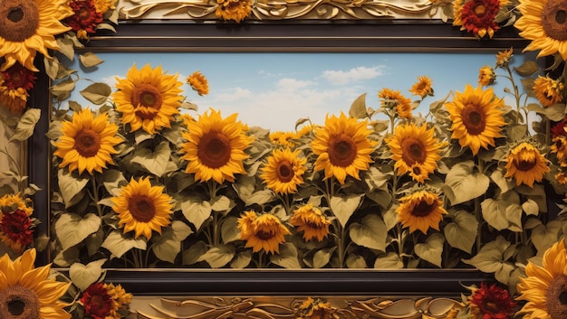 Sunflower Symphony Naturkunst in einer Grenze