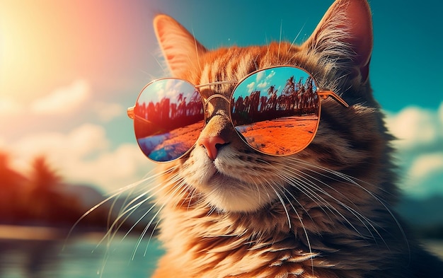 SunglassWearing Cat Die stilvolle Katze in Sonnenbrillen Generative KI