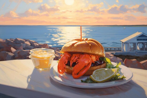 Sunkissed Snack Lobster Roll Sol sobre fundo branco