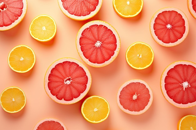 Sunny Citrus Ein erfrischender Grapefruitgenuss im minimalistischen Flat-Lay-Design