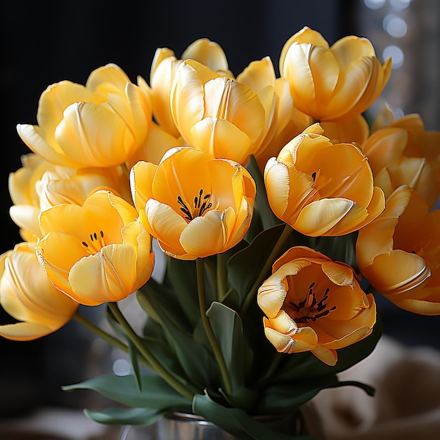 Sunny Elegance Tulipas amarelas florescendo com beleza