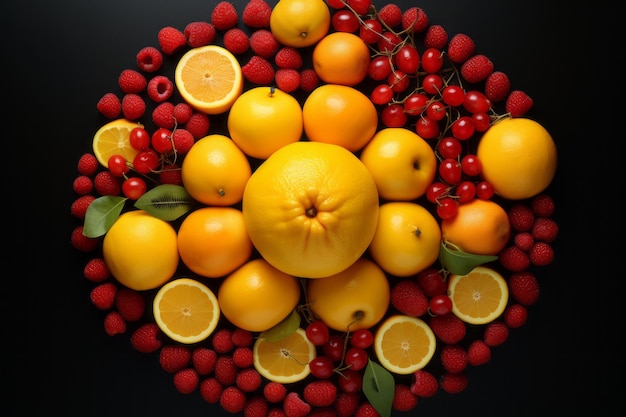 Sunny Harvest erkundet die lebendige Welt von 32 runden gelben und roten Früchten