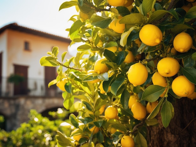 Foto sunny lemon orchard im mediterranen haus