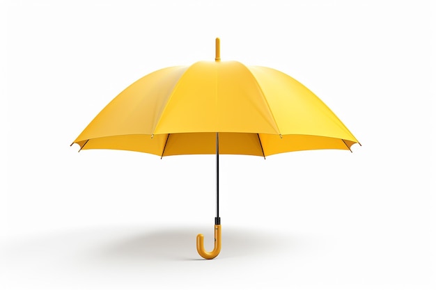 Sunny Shelter Paraguas amarillo realista sobre un fondo blanco limpio