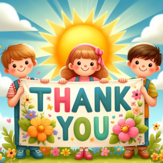 SunnyThankYou39 Ilustración de firmas con niños y flores