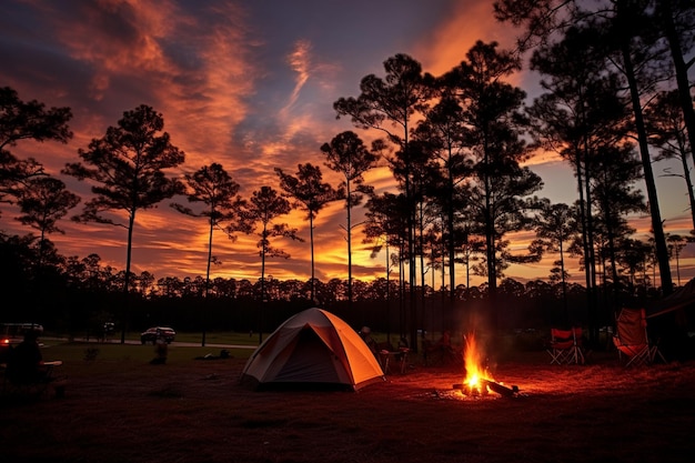 Sunset Campfire Bliss foto da cena de acampamento