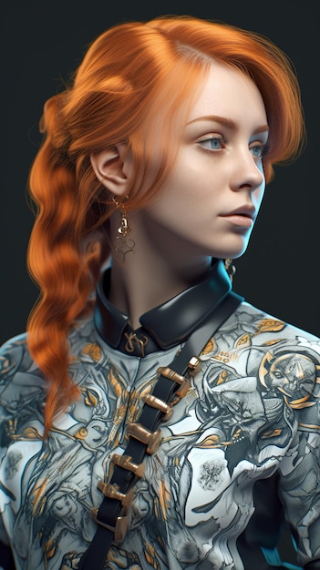 Sunset Glow Retrato de una hermosa dama con cabello naranja cálido