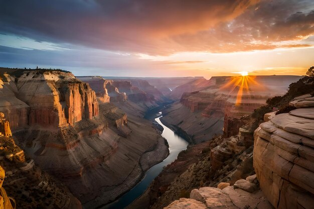 Sunset Moment It039s Horseshoe Bend Grand Canyon Cactus com vista para o Parque Nacional