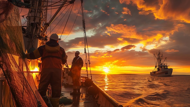 Sunset Net Hauling auf der Serene Sea