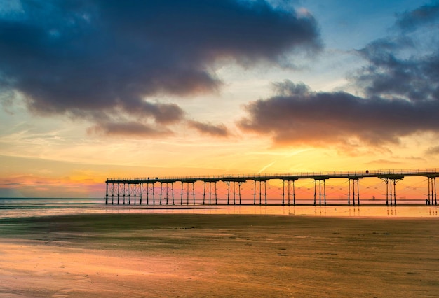 Sunset Pier in Saltburn by the Sea North Yorkshire UK