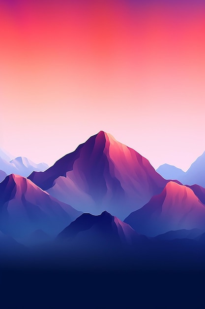 Sunset-Vektor-Illustration einer Bergsilhouette eines Naturhügels für Smartphone-Wallpaper