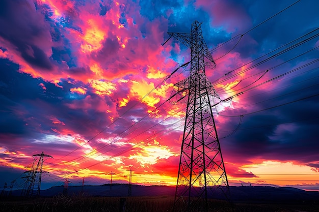SunsetSilhouette_ElectricTower_RadiantSky (em inglês)
