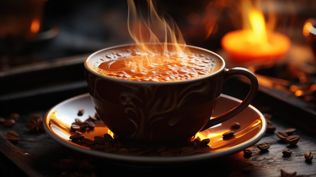 Foto supa com estilo desfrutando de uma deliciosa xícara de café belamente trabalhada ai generativa
