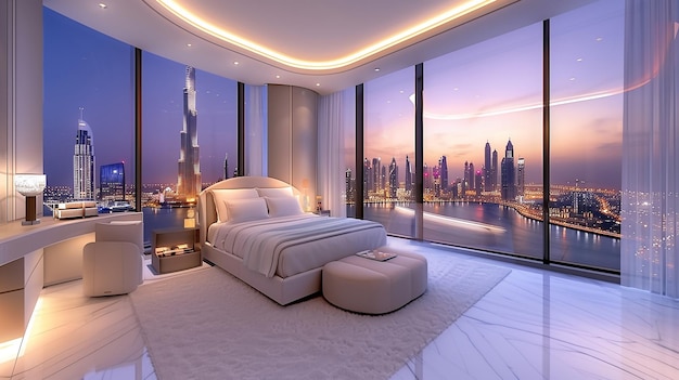 Super apartamento de lujo en Dubai con estilo rico y impresionante con vistas a la ciudad