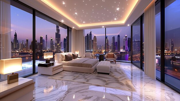 Super apartamento de lujo en Dubai con estilo rico y impresionante con vistas a la ciudad