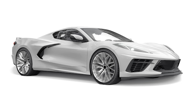 Super carro esportivo em um fundo branco. Ilustração 3D.