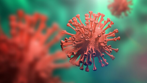 Super closeup Coronavirus COVID-19 no pulmão humano