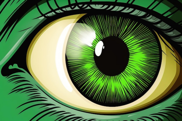 Super closeup macro de um olho verde humano Verifique o conceito de visão
