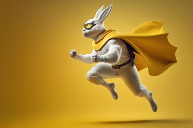 Súper conejo como superhéroe con fondo de capa Creado Generativo Ai