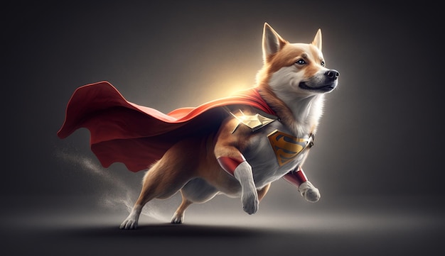 Super Dog als Superheld mit UmhanghintergrundGenerative KI