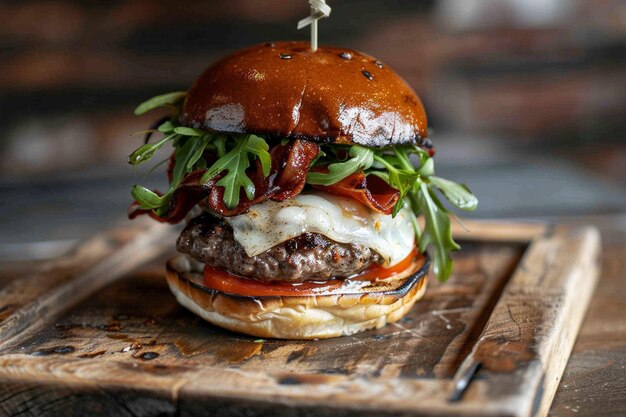 Foto super gourmet-burger mit hochwertigen zutaten