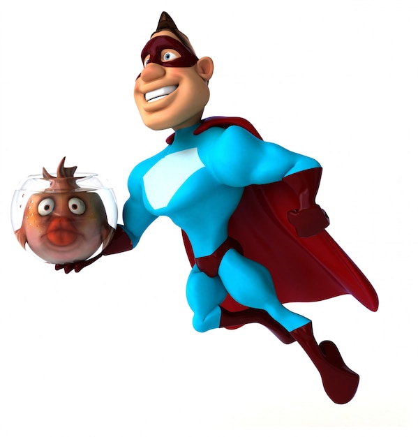 Super-herói divertido ilustração 3D