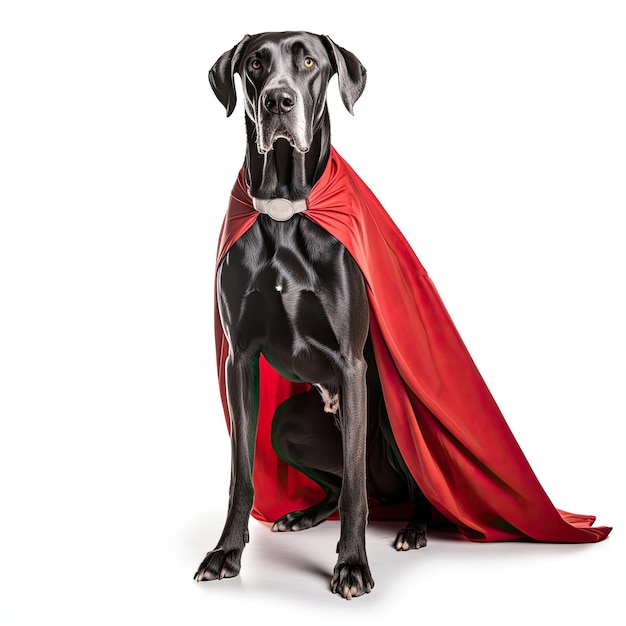 Foto super-herói great dane em um cabo