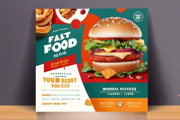 Super leckeres Fast-Food-Post-Template für soziale Medien Gesundes und leckeres Essen Banner