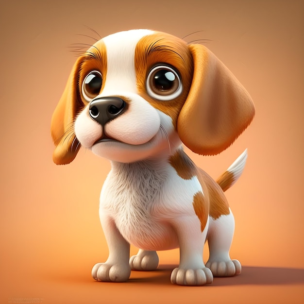 Súper lindo Beagle al estilo de pixar cartoon generative ai