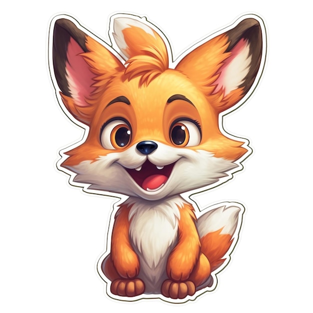 Súper lindo bebé PixarStyle Fox Sticker AI generativa