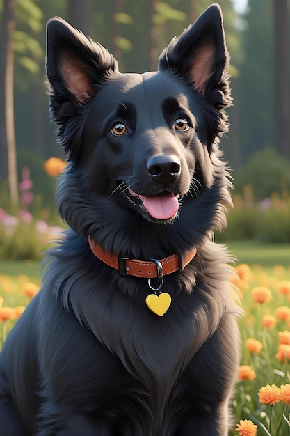 Foto super lindo perro pastor belga en el estilo de los dibujos animados de pixar
