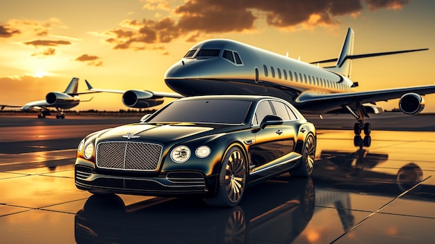 Super-Luxusauto-Privatjet der Business Class am Flughafen