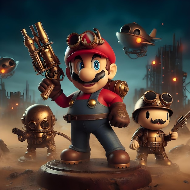 Super mario bros en un universo steampunk