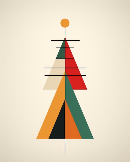 Super minimalistische grafische Illustration im Bauhaus-Stil eines Weihnachtsbaums auf Licht